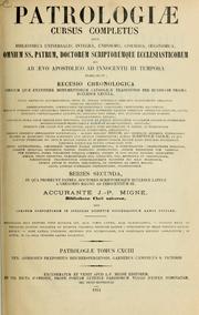 Cover of: Patrologiae cursus completus: Series latina