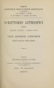 Cover of: Vitae sanctorum antiquiorum by Carlo Conti Rossini