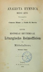 Cover of: Analecta hymnica medii aevi by Guido Maria Dreves, Guido Maria Dreves