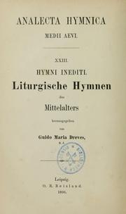 Cover of: Analecta hymnica medii aevi by Guido Maria Dreves