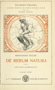 Cover of: Bernardini Telesii De rerum natura by Bernardino Telesio
