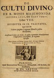 Cover of: De cultu divino ... secunda lege ... liber VIII: ex hebraeo latinum fecit ... Ludovicus de Compiegne de Veli