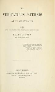 Cover of: De veritatibus aeternis apud Cartesium by Emile Boutroux