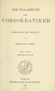Cover of: Die Fragmente der Vorsokratiker, griechisch und deutsch