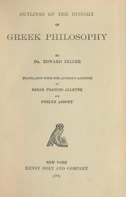 Cover of: Outlines of the history of Greek philosophy