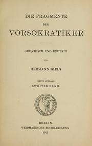 Cover of: Die Fragmente der Vorsokratiker, griechisch und deutsch by Hermann Diels