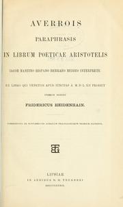 Cover of: Paraphrasis in librum Poeticae Aristotelis: Iacob Mantino ... interprete.  Ex libro qui Venetiis apud Iunctas a. M.D.L.XII prodiit. Iterum edidit Fridericus Heidenhain