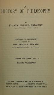 Cover of: A history of philosophy by Johann Eduard Erdmann