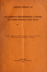 Cover of: Les courants philosophiques à Oxford et à Paris pendant le XIV siècle by Konstanty Michalski