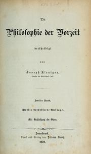 Cover of: Die Philosophie der Vorzeit