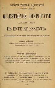 Cover of: Quaestiones disputatae accedit liber de ente et essentia by Thomas Aquinas