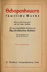 Cover of: Schopenhauers samtliche Werke by Arthur Schopenhauer