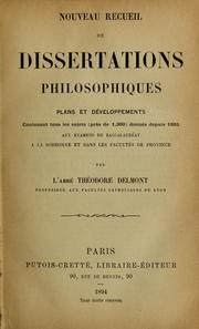 Cover of: Nouveau recueil de dissertations philosophiques: plans et développements,...contenant tous les sujets (près de 1,300)...