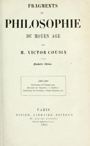 Cover of: Fragments de philosophie du moyen âge by Cousin, Victor