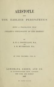 Cover of: Aristotle and the earlier Peripatetics by Eduard Zeller