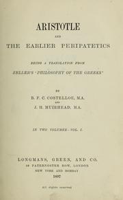 Cover of: Aristotle and the earlier Peripatetics by Eduard Zeller