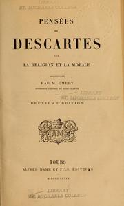 Cover of: Pensées de Descartes sur la religion et la morale
