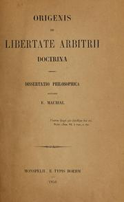 Cover of: Origenis de libertate arbitrii doctrina by E. Maurial