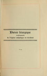 Cover of: Poésie liturgique traditionnelle de l'Église catholique en Occident