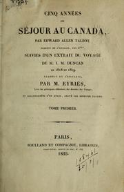 Cover of: Cinq années de séjour au Canada by Edward Allen Talbot