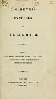 Cover of: Excursus in Homerum by Christian Gottlob Heyne