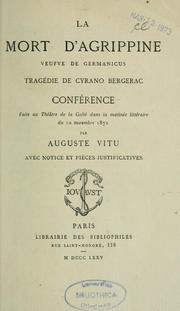 Cover of: La mort d'Agrippine, veufve de Germanicus: tragédie de Cyrano de Bergerac