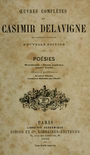 Cover of: Œuvres complètes de Casimir Delavigne ...