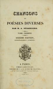 Cover of: Chansons et poésies diverses