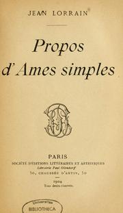 Cover of: Propos d'âmes simples