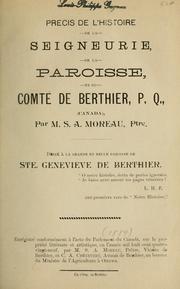 Cover of: Précis de l'histoire de la seigneurie, de la paroisse et du comté de Berthier, P.Q. (Canada)