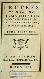 Cover of: Lettres de madame de Maintenon by Madame de Maintenon
