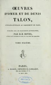 Cover of: Oeuvres d'Omer et de Denis Talon \ by Omer Talon