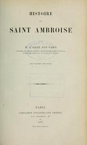 Cover of: Histoire de saint Ambroise