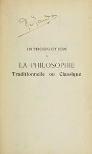 Cover of: Introduction à la philosophie traditionnelle ou classique by Henri Petitot