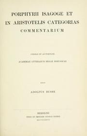 Cover of: Porphyrii Isagoge et in Aristotelis Categorias commentarium ... by Porphyry