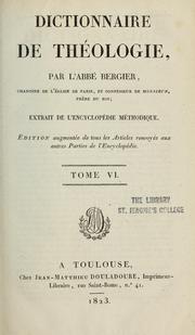 Cover of: Dictionnaire de théologie...: extrait de l'Encyclopédie méthodique