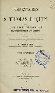 Cover of: Commentaires de S. Thomas d'Aquin sur toutes les épitres de S. Paul by Thomas Aquinas