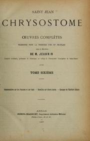 Cover of: Oeuvres complétes de Saint Chrysostome