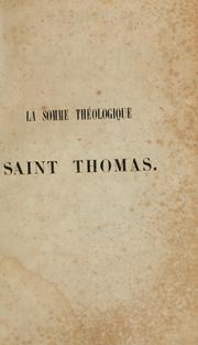 Cover of: La somme théologique de Saint Thomas by Thomas Aquinas