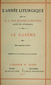 Cover of: L'Année liturgique