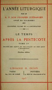 Cover of: L'Année liturgique by Prosper Guéranger