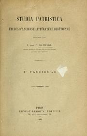 Cover of: Studia patristica by Pierre Batiffol