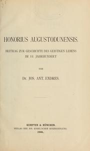Cover of: Honorius Augustodunensis: Beitrag zur Geschichte des geistigen Lebens im 12. Jahrhundert