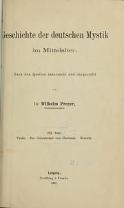 Cover of: Geschichte der deutschen mystik im mittelater
