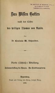 Cover of: Das Wissen Gottes nach der Legre des heiligen Thomas von Aquin