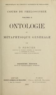 Cover of: Ontologie, ou, Métaphysique générale by Désiré Félicien Francois Joseph Mercier, cardinal