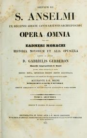 Cover of: Opera omnia by Anselm of Canterbury, Anselm of Canterbury