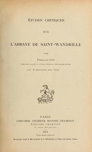 Cover of: Études critiques sur l'abbaye de Saint-Wandrille