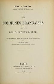 Cover of: Les communes françaises à l'époque des Capétiens directs by Achille Luchaire
