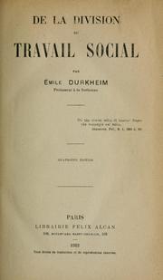 De La Division Du Travail Social 1922 Edition Open Library